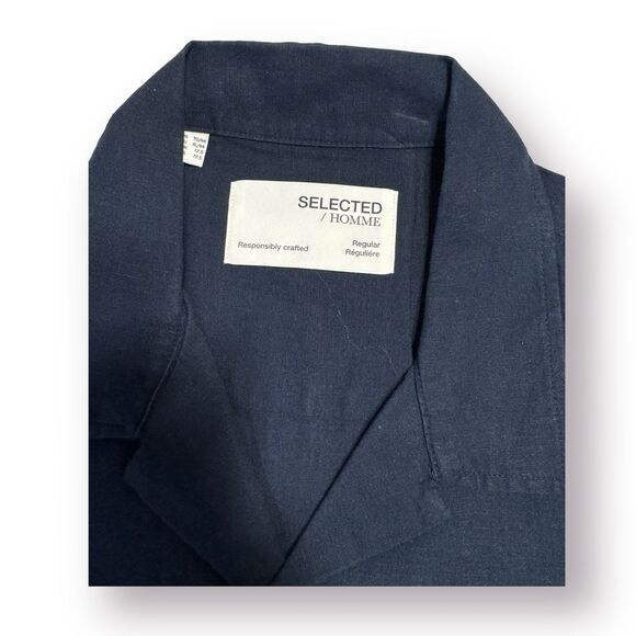 Selected Homme Button Up Polo Dark Blue Casual Shirt US 17.5 XL Regular Fit - Picture 4 of 5